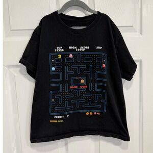 Pac-Man Retro Arcade Game Graphic T-Shirt Black Cotton Mens Size Medium C-Life